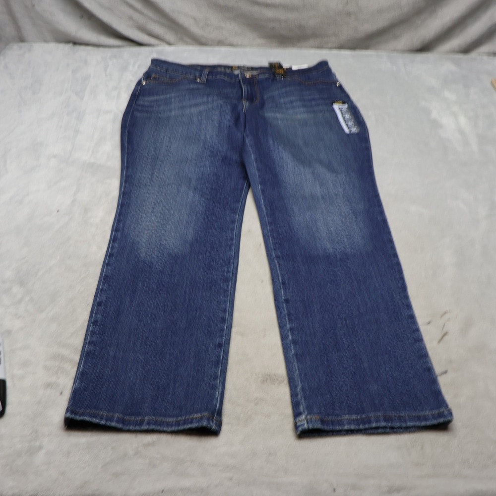 Lee Jeans‎ Womens 16 Petite Dark Wash Denim Relaxed Straight Mid Rise 34x31 NEW